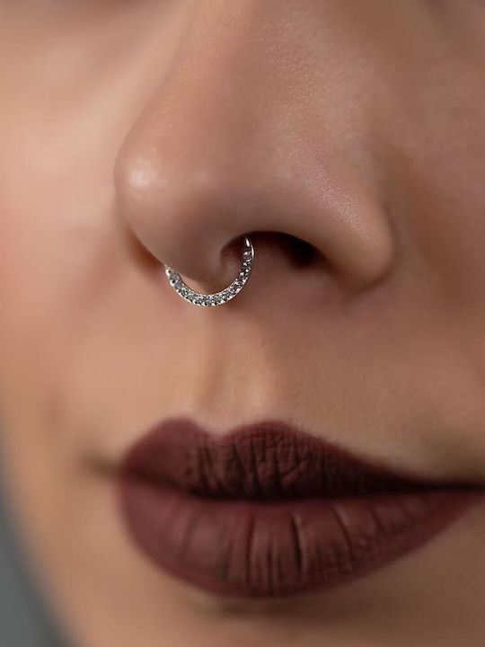 Piercing.gr Σκουλαρίκια Κρίκοι από Ατσάλι Επιχρυσωμένα με Πέτρες