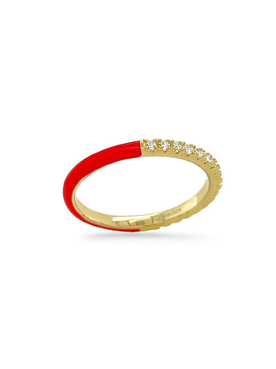 Xryseio Women's Gold Plated Silver Spinner Ring with Zircon & Enamel