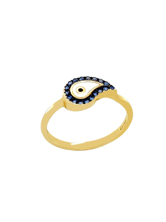 Xryseio Women's Ring with Zircon & Enamel from Gold 9K