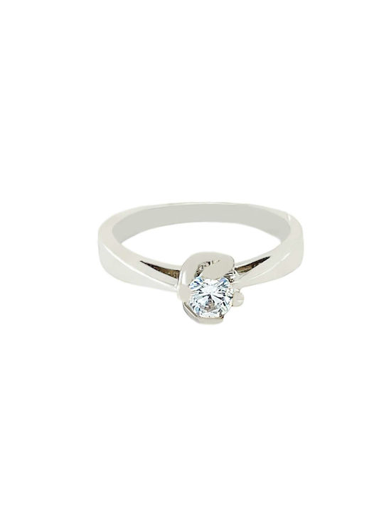 Xryseio Women's White Gold Ring with Zircon 18K