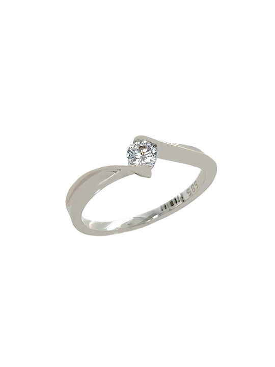 Xryseio Women's White Gold Ring with Zircon 14K