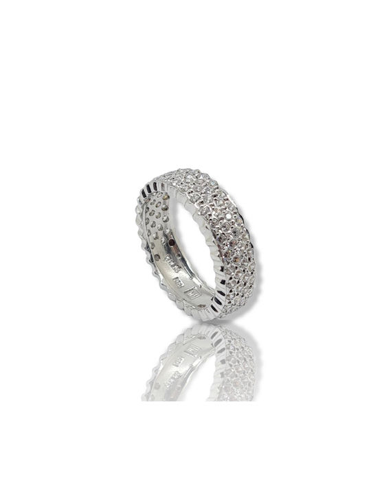 Mentzos Women's White Gold Eternity Ring with Zircon 14K