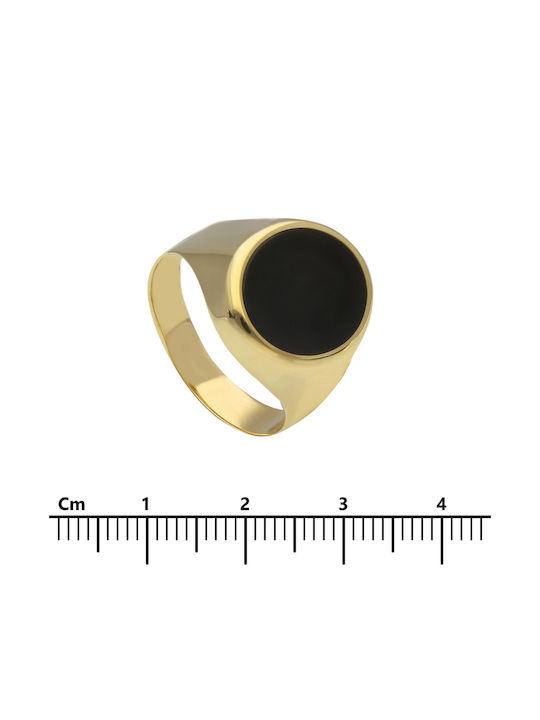 Mentzos Men's Gold Ring Chevalier with Stone 14K