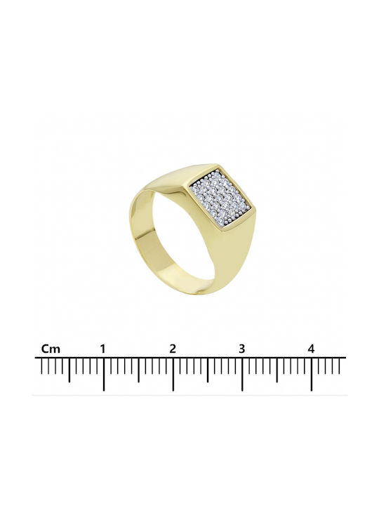 Mentzos Women's Gold Ring with Zircon 9K