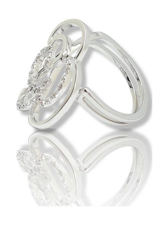 Mentzos Ring with Diamond made of White gold 18K