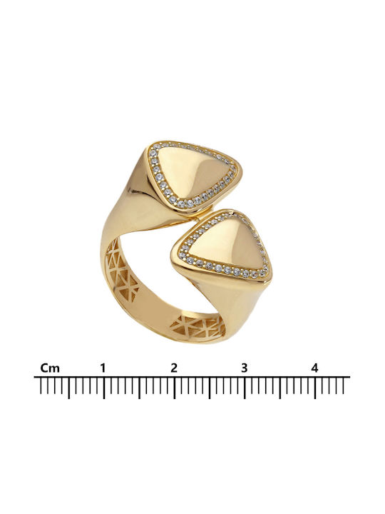 Mentzos Women's Gold Ring with Zircon 14K