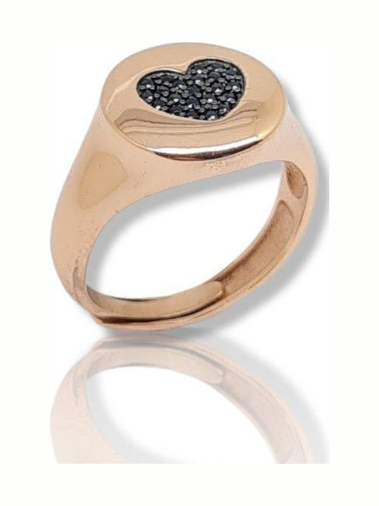 Mentzos Ring with Zircon made of Silver Gold Plated
