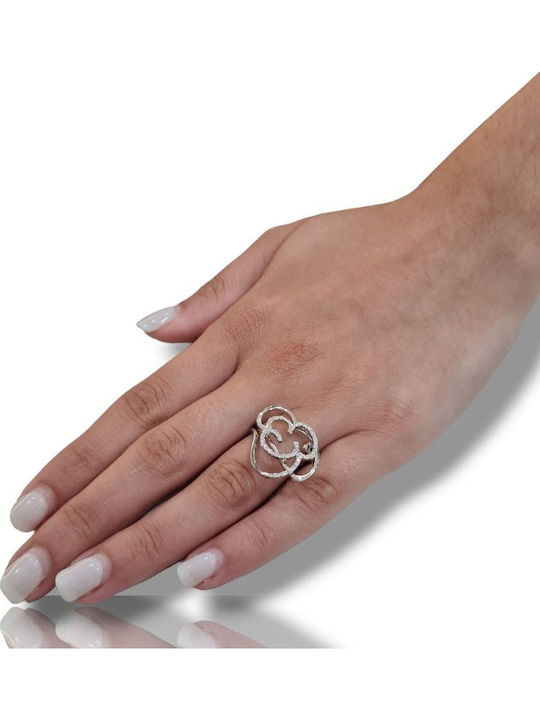 Mentzos Ring with Diamond made of White gold 18K