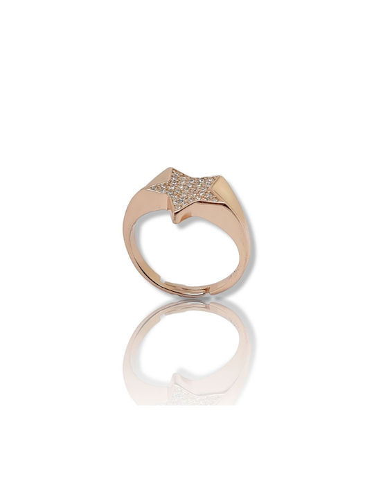 Mentzos Women's Ring with Zircon from Silver Gold Plated