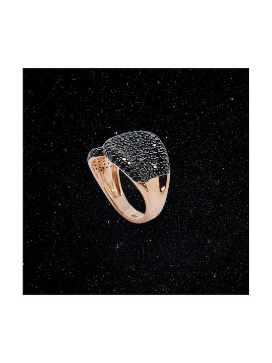 Mentzos Women's Ring with Zircon from Silver Gold Plated