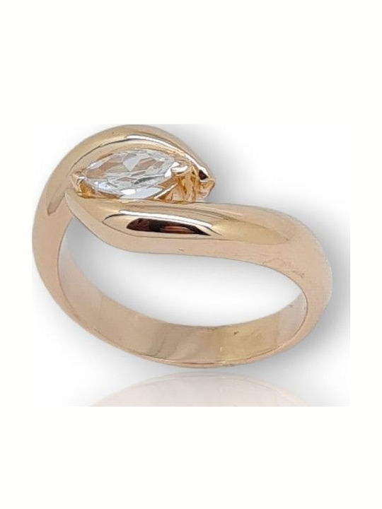 Mentzos Дамски Пръстен с Циркони от Розово злато 14K