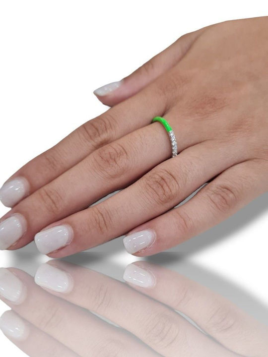 Mentzos Damen Ring mit Zirkonia & Emaille aus Silber