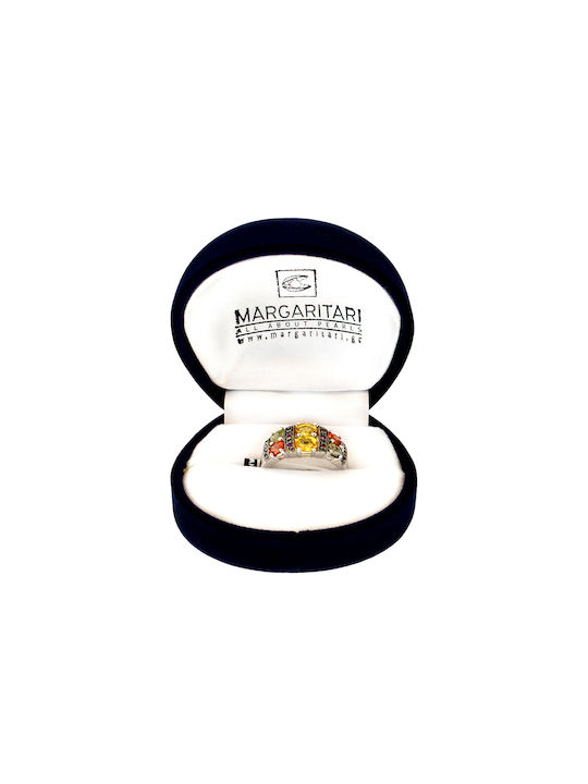 Margaritari Women's White Gold Ring with Stone 18K