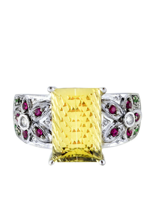 Margaritari Ring with Diamond made of White gold 18K