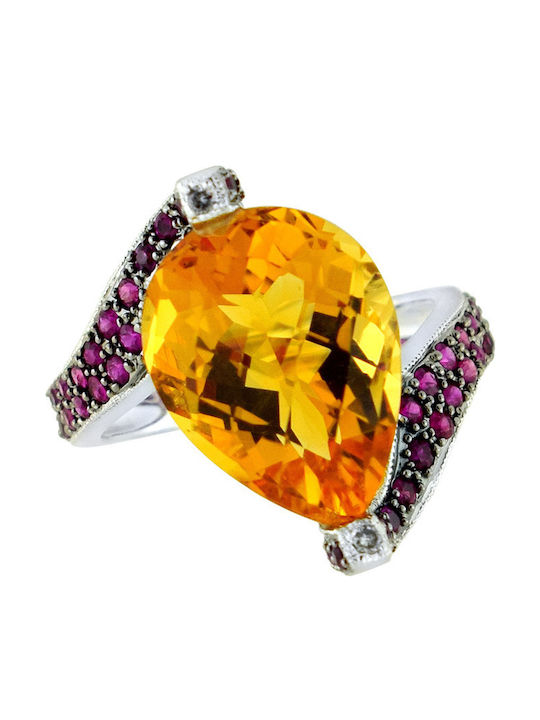 Margaritari Damen Ring mit Diamant aus Weißgold 18K