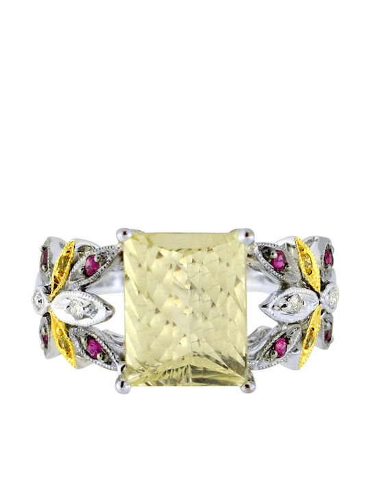 Margaritari Дамски Пръстен с Диамант от Бяло злато 18K