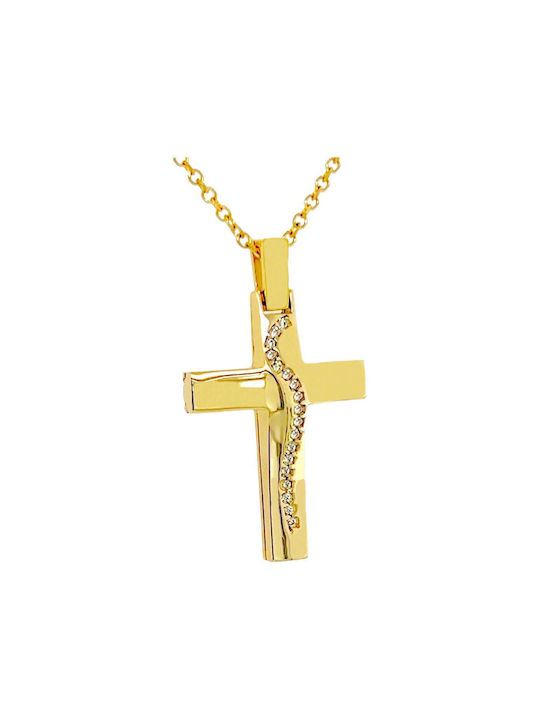 Xryseio Damen Gold Kreuz 14K Beidseitig