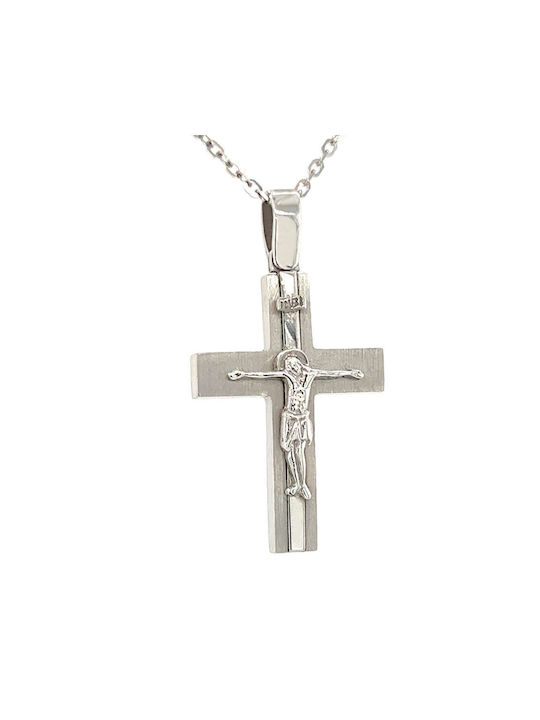 Xryseio Men's White Gold Cross 14K