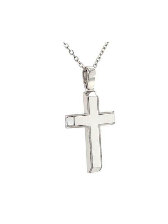 Xryseio Men's White Gold Cross 14K