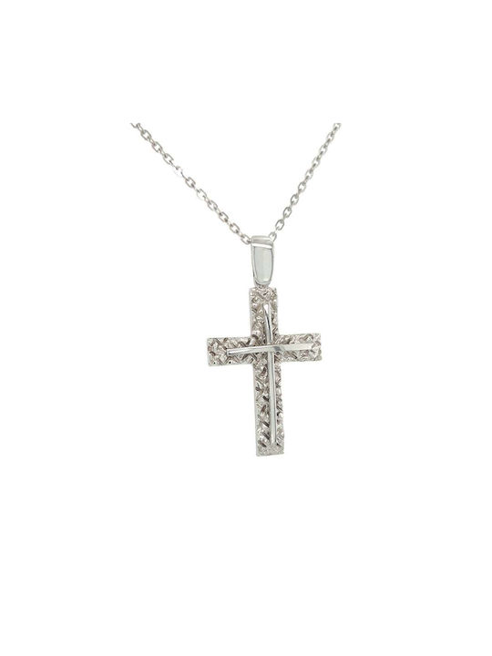 Xryseio Women's White Gold Cross 9K