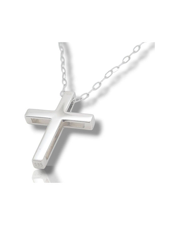 Mentzos White Gold Cross 14K with Chain