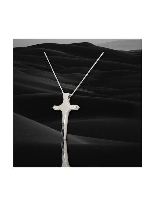 Mentzos White Gold Cross 14K with Chain