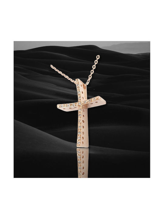 Mentzos Rose Gold Cross 14K with Chain