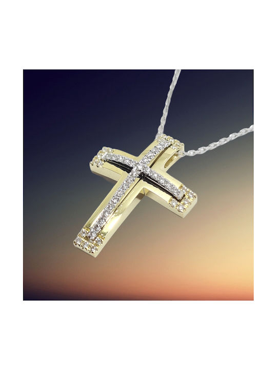 Mentzos Gold Kreuz 18K mit Kette