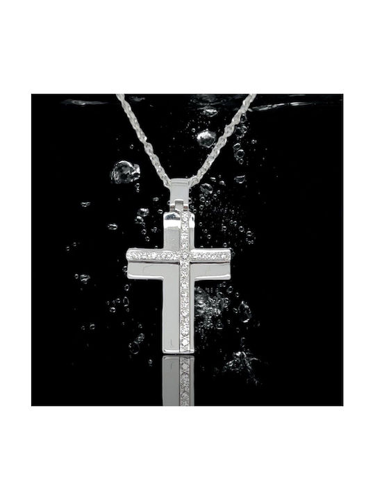 Mentzos White Gold Cross 18K with Chain