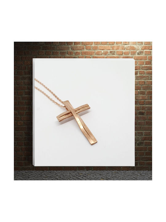 Mentzos Roségold Kreuz 14K mit Kette