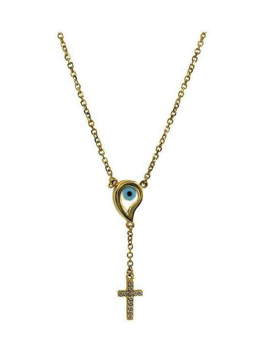 Roloi Kaliamanis Women's Gold Cross 14K Double Sided with Chain