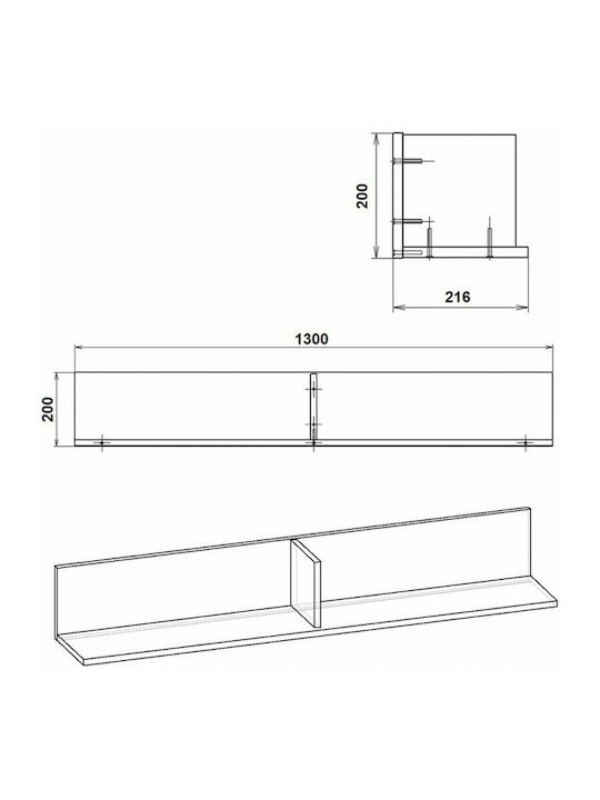 Shelf Wall Brown 130x22x20cm