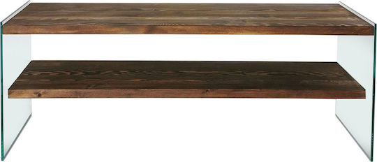 TV Stand Made of Solid Wood & Glass Brown L120xD45xH45cm