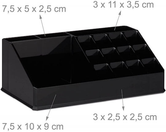 Relaxdays Relaxdays Kosmetikorganisator mit 4 Schubladen Schwarz 24x19x13,5cm