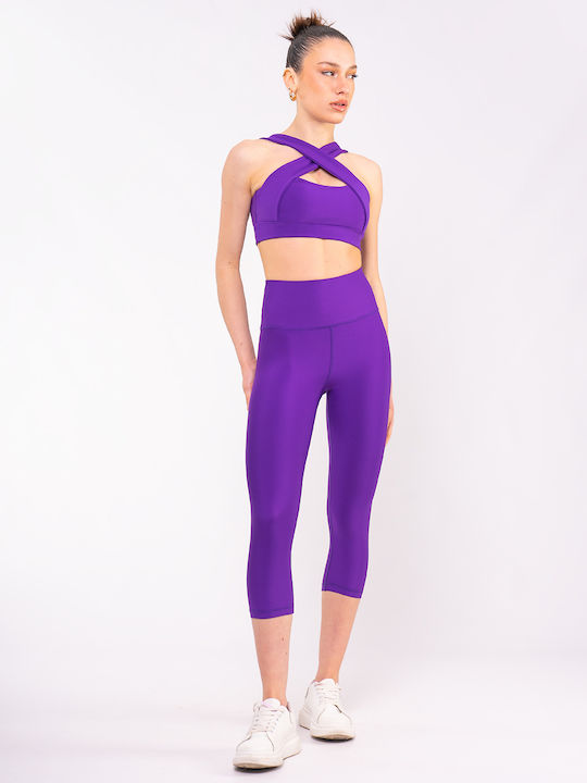 Training Women's Capri Leggings Firming High Waist Push Up Purple