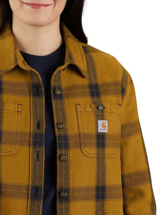 Дамско Проверено Кафяв Overshirt