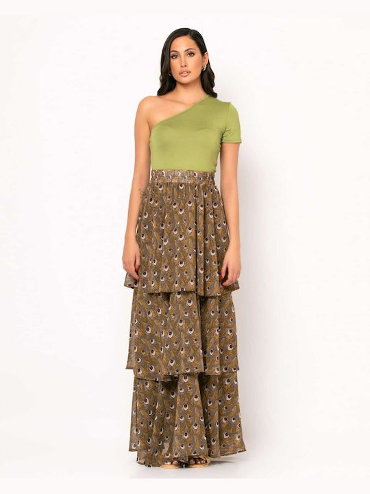 Noobass Maxi Rock in Khaki Farbe