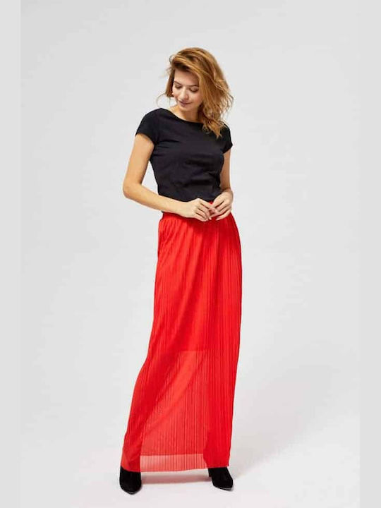 Make your image Pleated Maxi Skirt in Red color