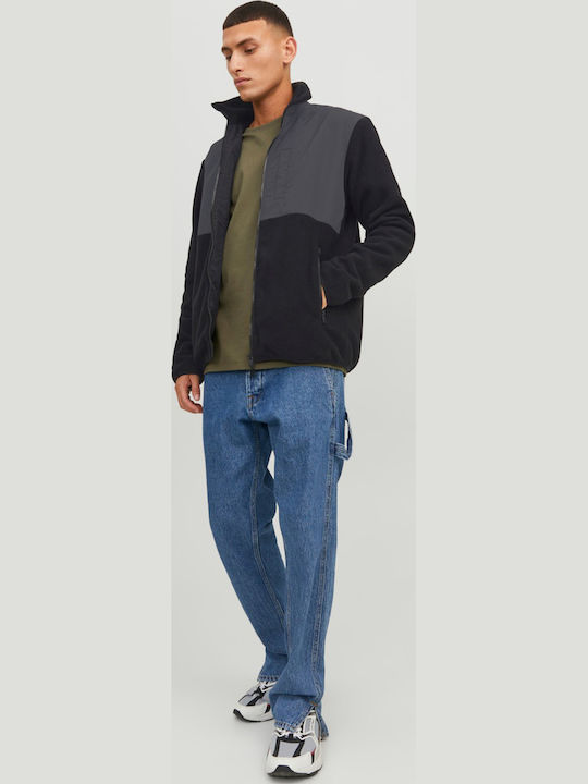 Cardigan Fleece pentru Bărbați Neagră