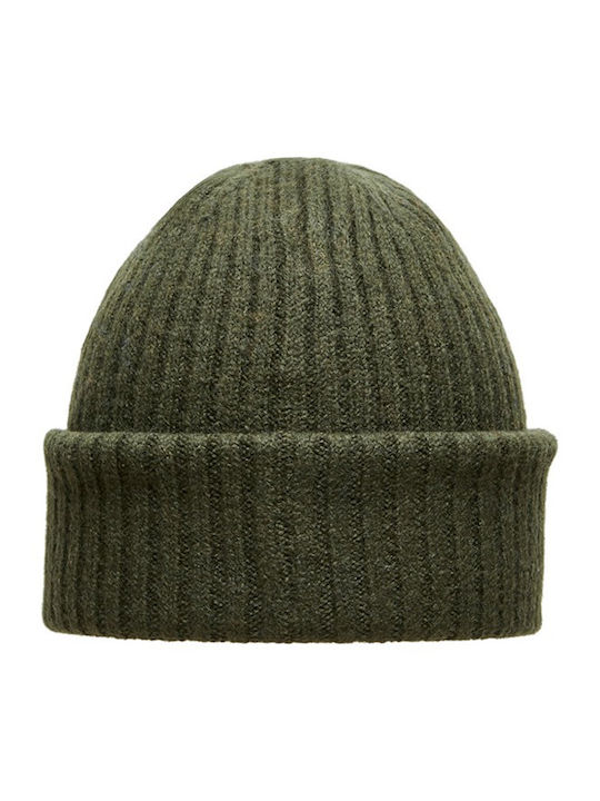 Beanie Männer Beanie mit Rippstrick in Khaki Farbe
