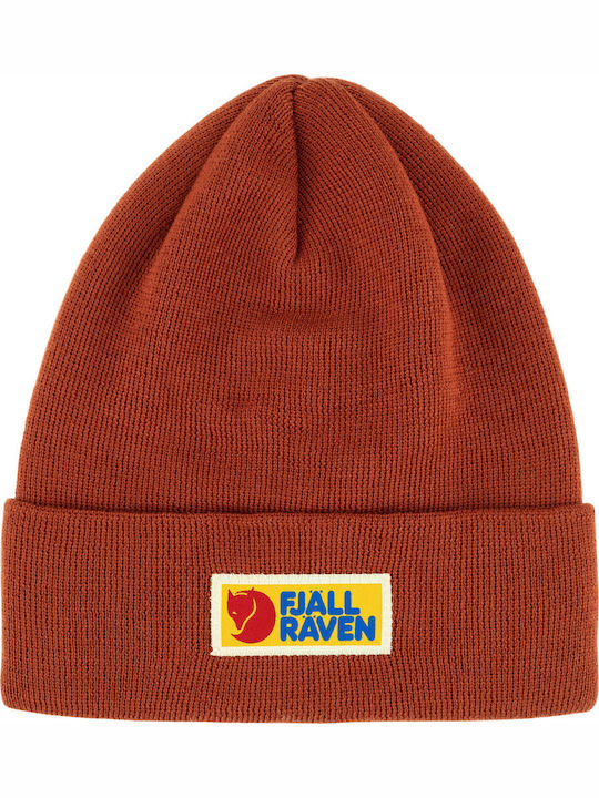 Vardag Beanie Unisex Σκούφος με Rib Πλέξη σε Πορτοκαλί χρώμα