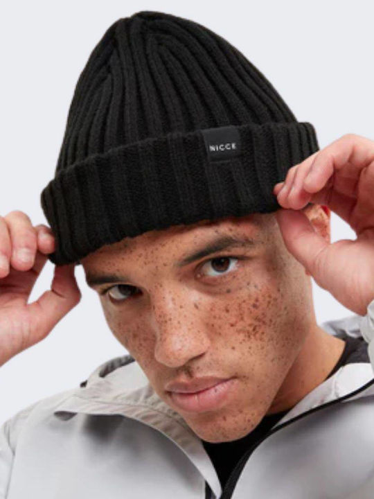 Nicce London Ribbed Beanie Cap Black