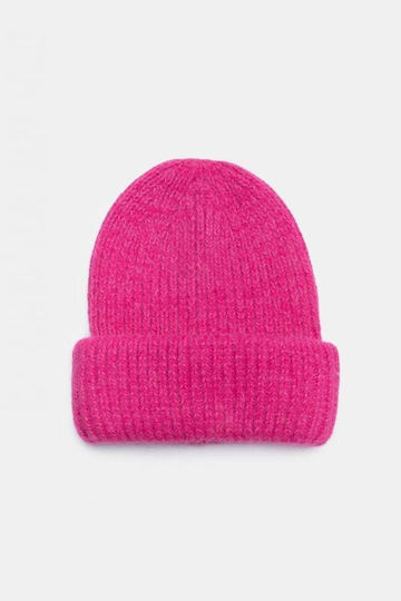 Beanie Unisex Beanie mit Rippstrick in Fuchsie Farbe