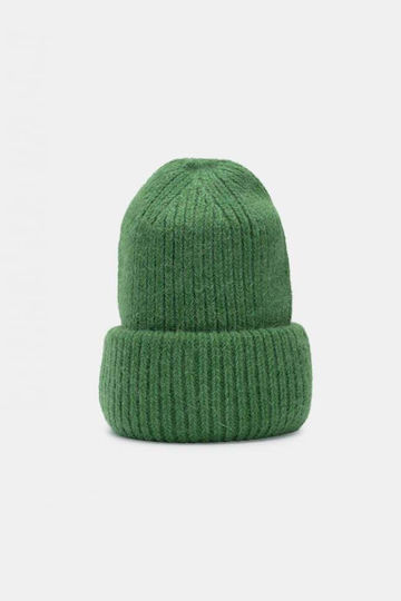 Beanie Unisex Σκούφος με Rib Πλέξη σε Πράσινο χρώμα