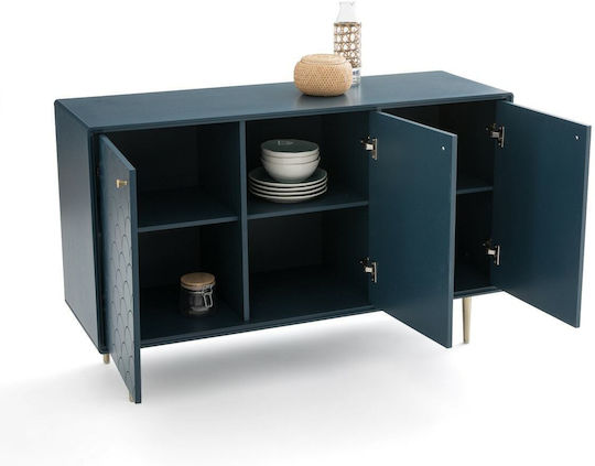 Massivholz Sideboard Blau 125x42x78cm