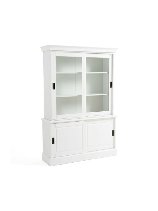 Authentic Style Подов Витрина за хол от MDF със Стъкло Бяла 130x40x191см