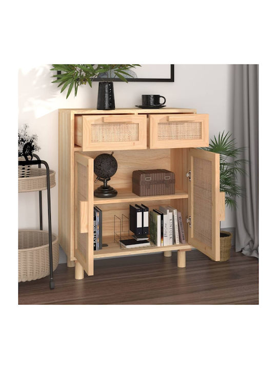 Sideboard Wooden with Drawers Beige 60x30x75cm
