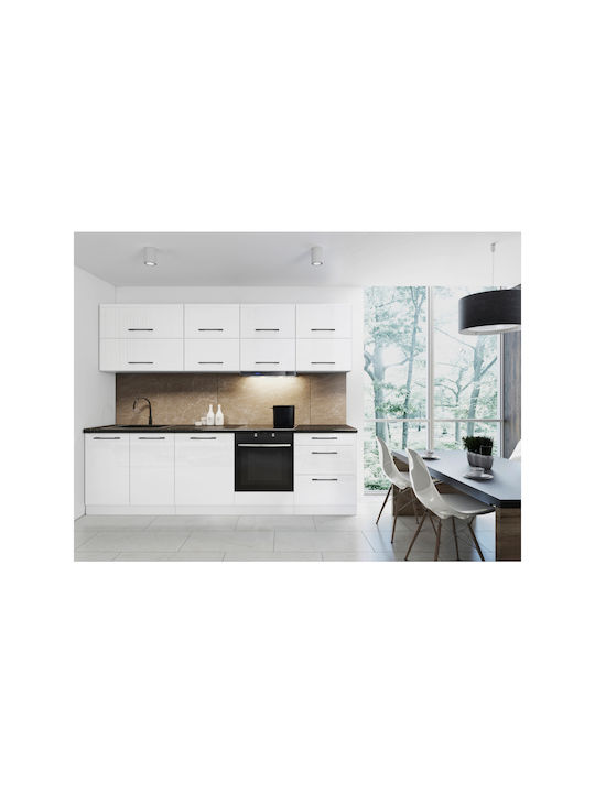 Kitchen Cabinet Set Wall & Floor with Countertop White 270x60x210pcs