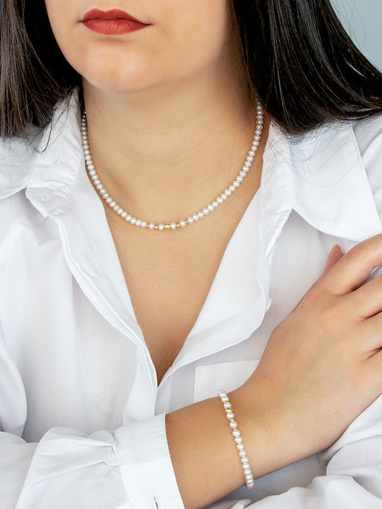 Margaritari Gold Set Necklace & Bracelet with Pearls 14K
