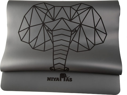 Niyamas Exercise Mat Gray with Carry Strap (183x68x0.5cm)